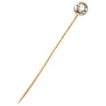 Antique 14K. yellow gold lapel pin set with rose cut diamond.