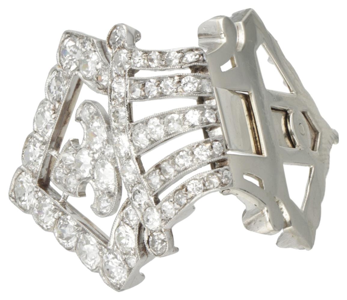 Vintage 18K. white gold / Pt 850 platinum French scarf clip set with approx. 2.50 ct. diamond. - Image 3 of 6