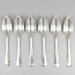 6-piece set breakfast spoons ''Haags Lofje'' silver.