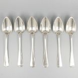 6-piece set dinner spoons "Haags Lofje" silver.