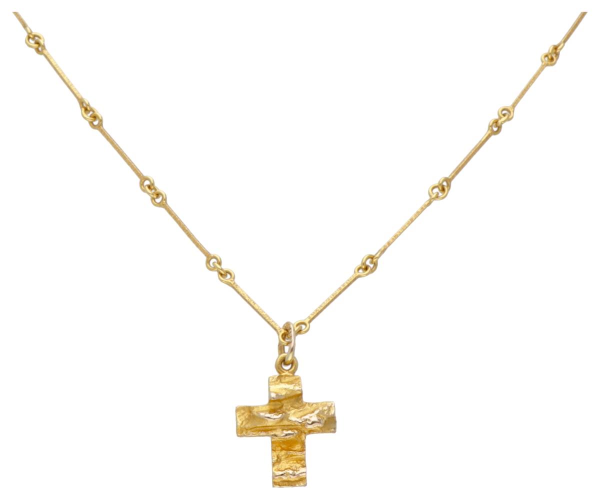14K. Yellow gold necklace with 'Lapland's Cross' pendant by Björn Weckström for Lapponia.