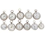 Lot silver pocket watches - Cylinder Escapement and Verge Fusee - Men's pocket watches.