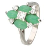 18K. White gold ring set with approx. 0.24 ct. diamond and chrysophrase.