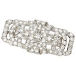 Pt 950 platinum geometric Art Deco brooch set with approx. 5.25 ct. diamond.