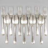 11-piece set of spoons & forks (Netherlands, Rotterdam, Cornelis Knuystingh 1780-1811) silver.