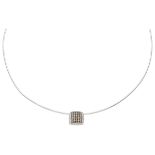 Tirisi Moda 14K. white gold necklace set with approx. 0.52 ct. white and brown diamond.