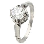 Vintage Pt 900 platinum solitaire ring set with approx. 0.80 ct. diamond.