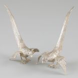 2-piece set pheasant table pieces silver.