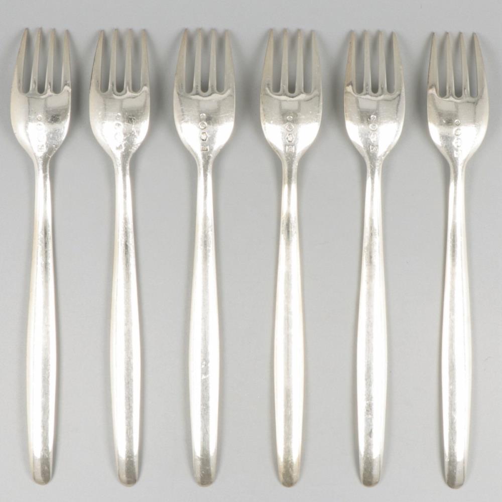 6-piece set dinner forks ''model Jeunesse'' silver. - Image 2 of 6