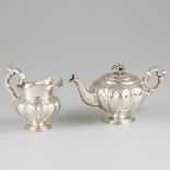 Teapot & creamer jug silver.