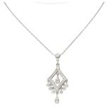 18K. White gold necklace and pendant set with approx. 0.62 ct. diamond.