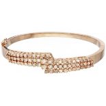 Vintage BLA 10K. rose gold bangle bracelet set with approx. 1.18 ct. diamond.