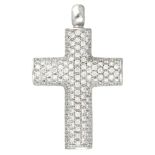 18K. White gold cross-shaped pendant set with approx. 1.50 ct. diamond.