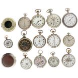 Lot pocket watches - silver and metal.