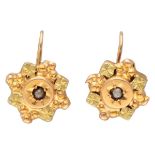 Antique 14K. yellow gold earrings set with seed pearl.