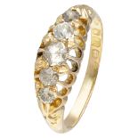 Antique 18K. yellow gold English five stone ring set with approx. 0.56 ct. diamond.