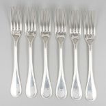 Set of 6 dessert forks Christofle Sterling, model Perles, silver.