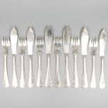 12-piece set of fish cutlery ''Haags Lofje'' silver.