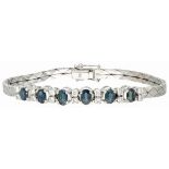 Vintage 14K. white gold bracelet set with approx. 2.07 ct. natural sapphire and approx. 0.56 ct. dia
