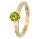 14K. Yellow gold ring set with approx. 0.45 ct. natural peridot.