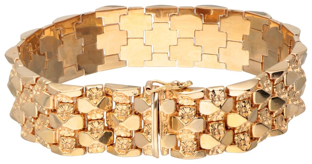 Vintage 14K. yellow gold Italian design bracelet with floral motif. - Image 3 of 4