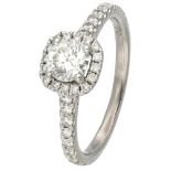 Pt 900 platinum halo ring set with approx. 0.89 ct. diamond.