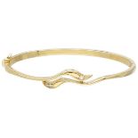 14K. Yellow gold bangle bracelet set with approx. 0.04 ct. diamond.