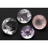 Lot of 4 round faceted natural rose quartz.