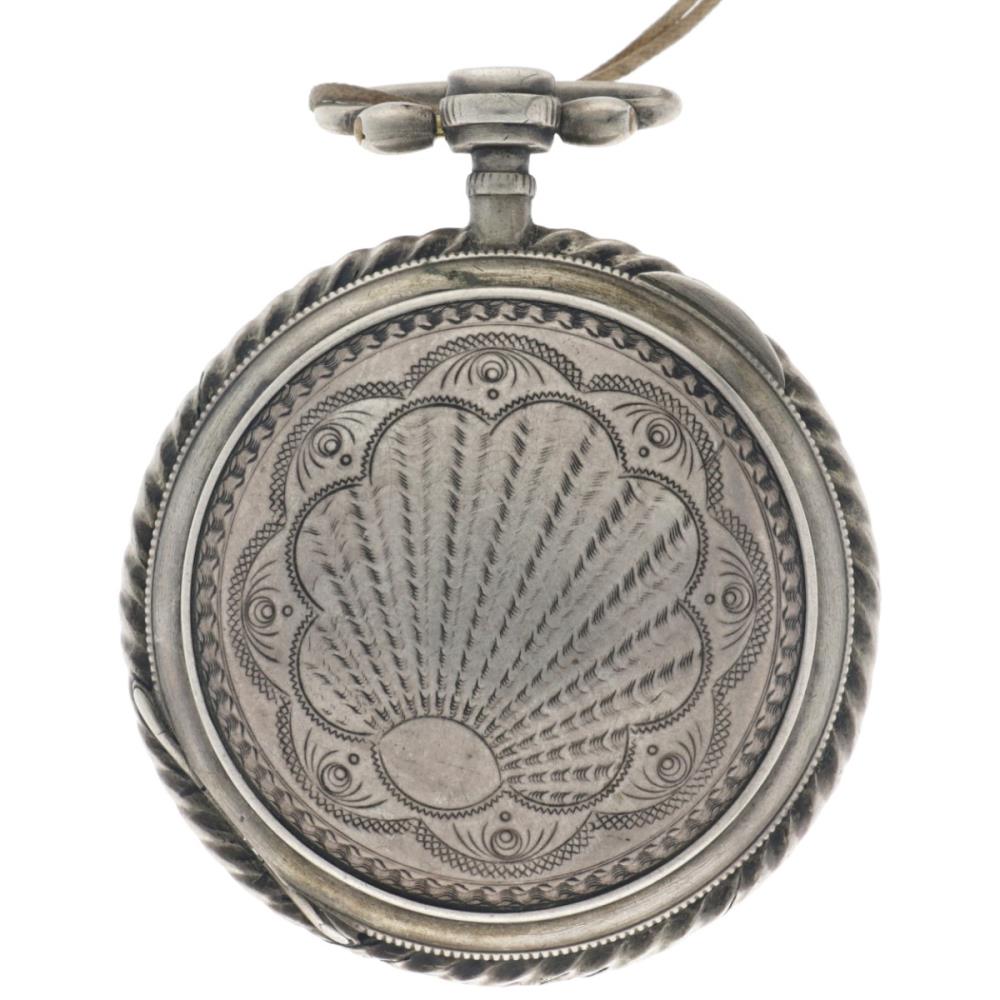 Silver Pocket Watch Verge Fusee- Men's pocket watch - approx. 1850. - Image 2 of 8