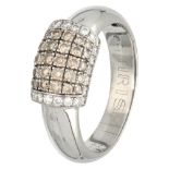 Tirisi Moda 18K. white gold ring set with approx. 0.60 ct. white and brown diamond.