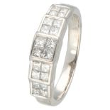 18K. White gold ring set with approx. 0.60 ct. princess cut diamond.