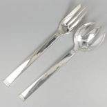 2-piece lot serving forks Christofle Sterling, model Commodore, silver.