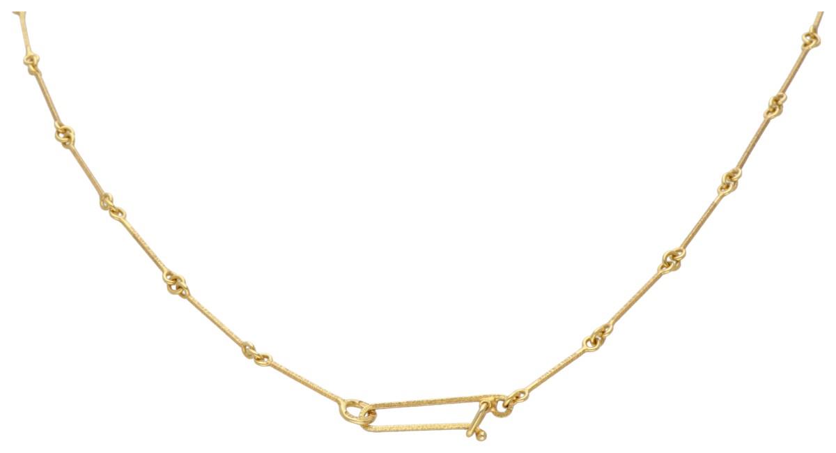 14K. Yellow gold necklace with 'Lapland's Cross' pendant by Björn Weckström for Lapponia. - Image 3 of 5