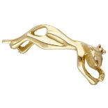 18K. Yellow gold panther brooch set with diamond.