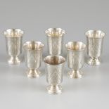 6-piece set liqueur / shot cups silver.