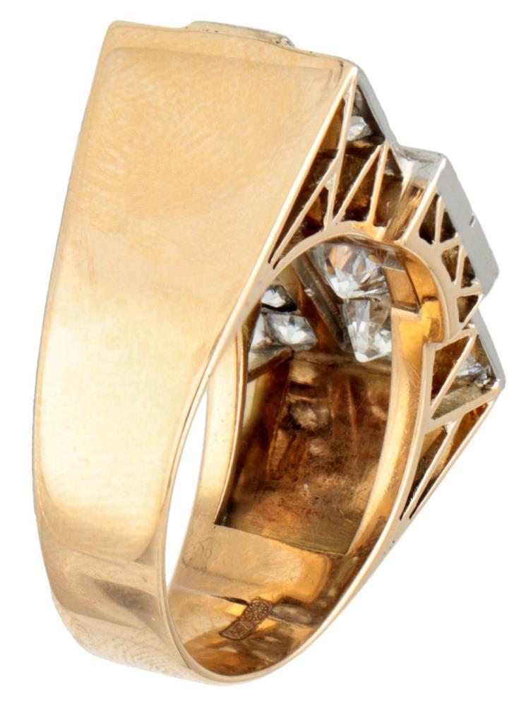Art Deco 14K. yellow gold tank ring set with approx. 2.48 ct. diamond. - Image 2 of 3