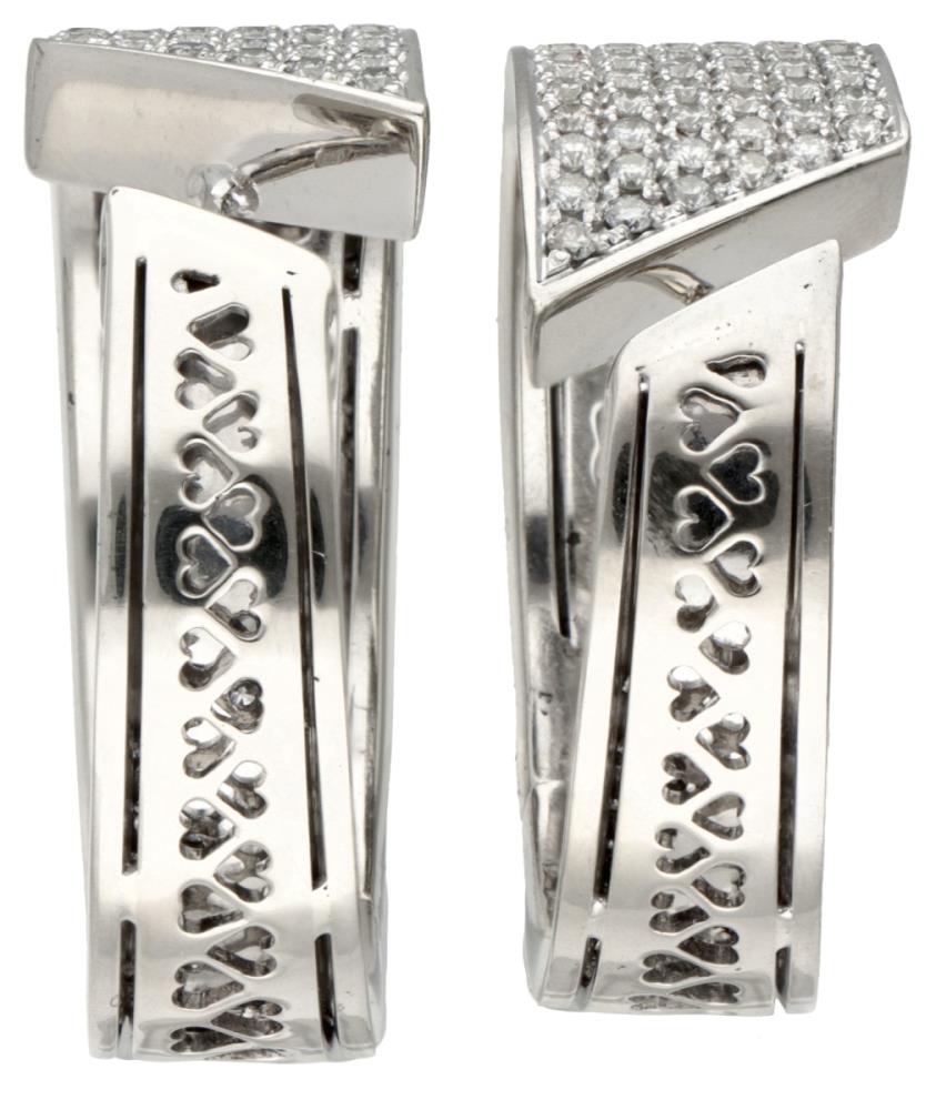14K. White gold creole earrings set with approx. 3.90 ct. diamond. - Image 3 of 3