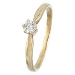 14K. Yellow gold solitaire ring set with approx. 0.15 ct. diamond.