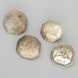 4-piece lot buttons with horseriders (Netherlands, Meppel, Benjamin Boomsma 1782-1809 & Remmelt van