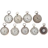 Lot silver English pocket watches - Lever Escapement and Verge Fusee - Men's pocket watches.