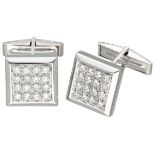 18K. White gold square cufflinks set with approx. 1.05 ct. diamond.