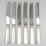 6-piece set dinner knives ''Haags Lofje'' silver.