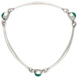 Sterling silver no.240 bracelet with chrysoprase by Georg Jensen.