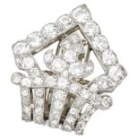 Vintage 18K. white gold / Pt 850 platinum French scarf clip set with approx. 2.50 ct. diamond.