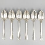 6-piece set dinner spoons "Haags Lofje" silver.