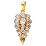 14K. Yellow gold vintage pendant set with approx. 3.60 ct. diamond.