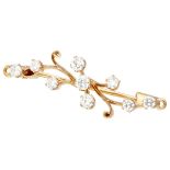 20K. Yellow gold brooch set with approx. 0.75 ct. diamond.