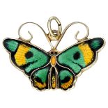 Sterling silver guilloche enamel butterfly brooch by Norwegian designer David Andersen.