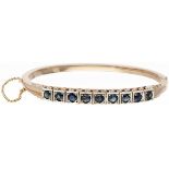 Antique 14K. rose gold bangle bracelet set with approx. 1.80 ct. natural sapphire.