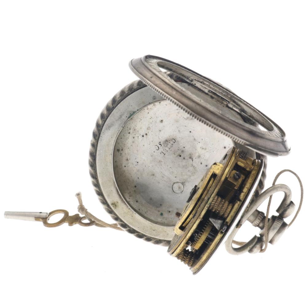 Silver Pocket Watch Verge Fusee- Men's pocket watch - approx. 1850. - Image 7 of 8